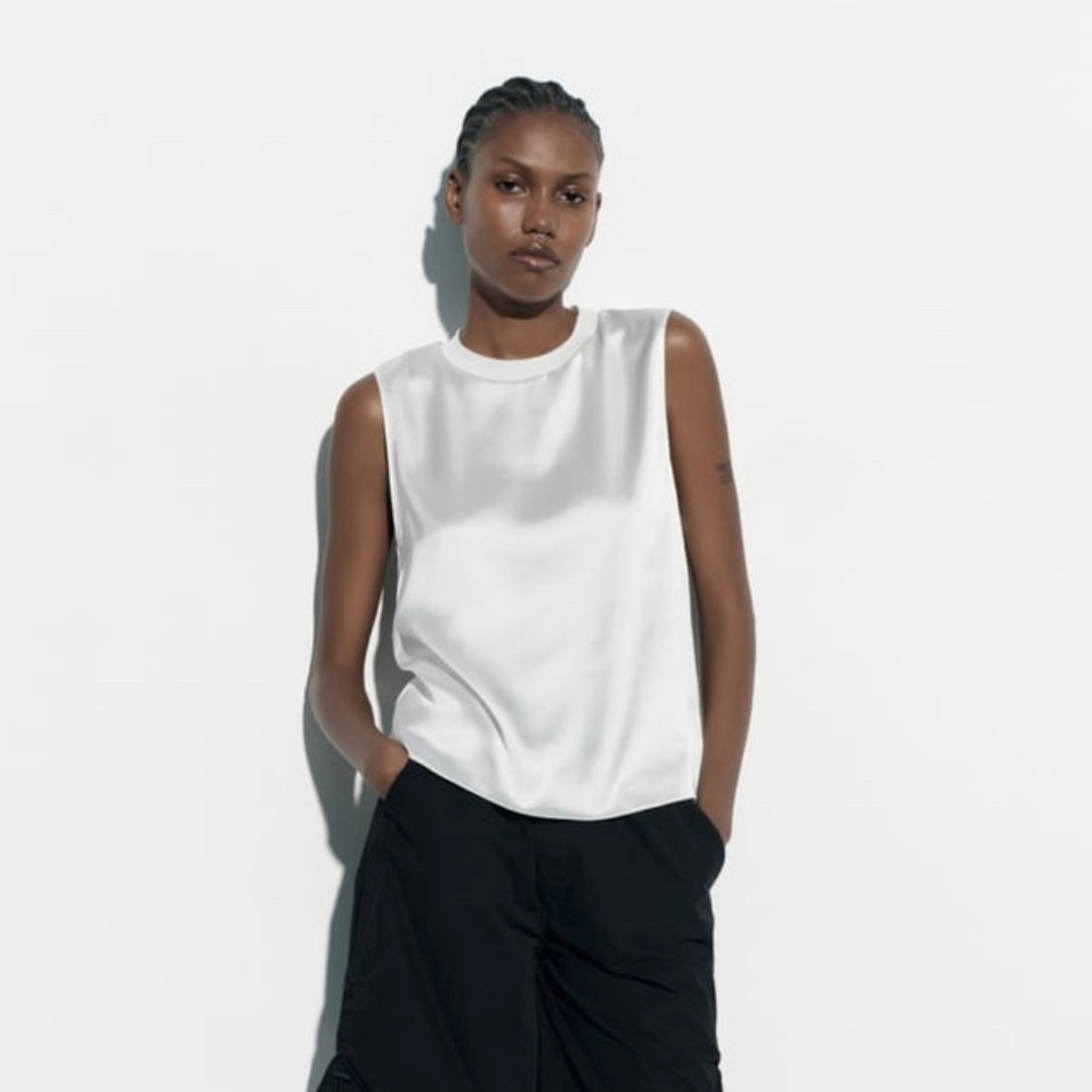 NWT Zara Satin Effect Rip Top - XS